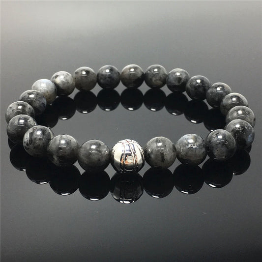 Labradorite Gemstones Handmade Basketball Charms Beads Bracelet