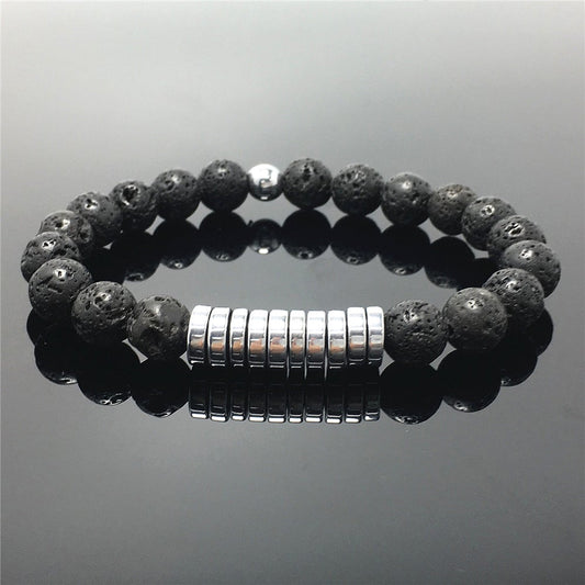 Lava Gemstone Hematite Stretch Meditation Healing Bracelets