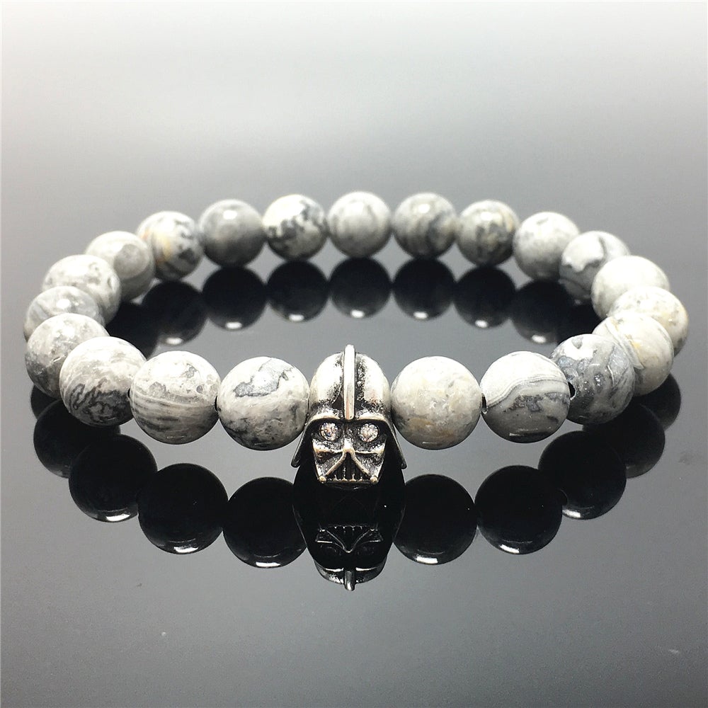 Map Stone Beads Gemstone with Imperial Darth Vader Charms Jewellery Elastic Handmade Bracelets