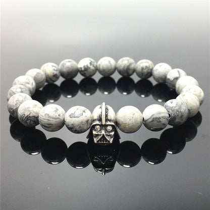 Map Stone Beads Gemstone with Imperial Darth Vader Charms Jewellery Elastic Handmade Bracelets