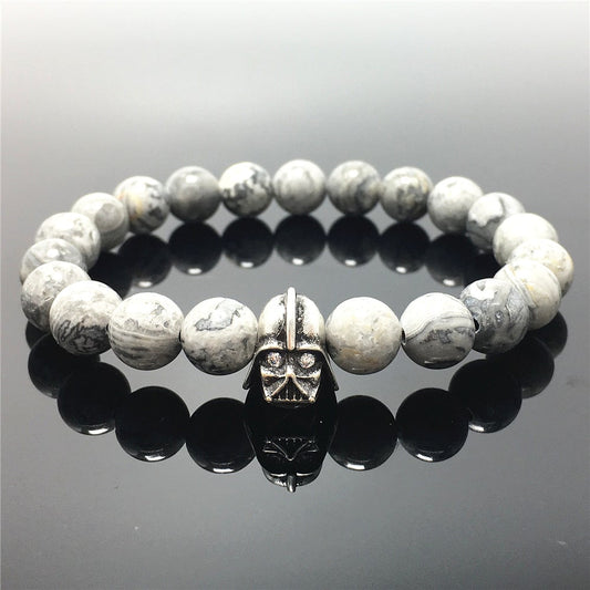 Map Stone Beads Gemstone with Imperial Darth Vader Charms Jewellery Elastic Handmade Bracelets