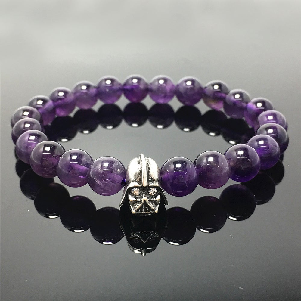 Imperial Darth Vader Charms Amethyst Beads Stone Jewellery Elastic Bracelets