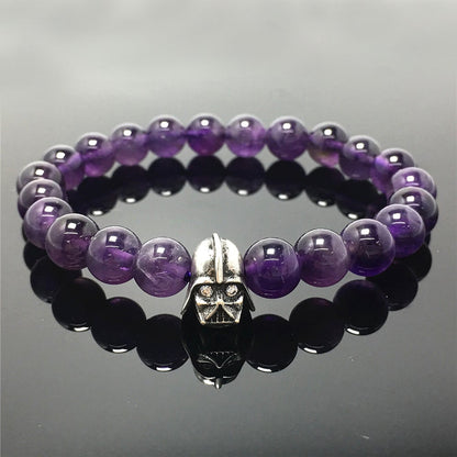 Imperial Darth Vader Charms Amethyst Beads Stone Jewellery Elastic Bracelets