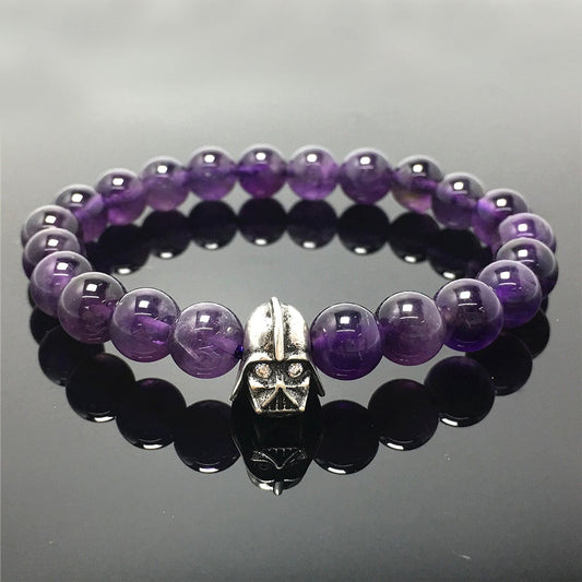 Imperial Darth Vader Charms Amethyst Beads Stone Jewellery Elastic Bracelets
