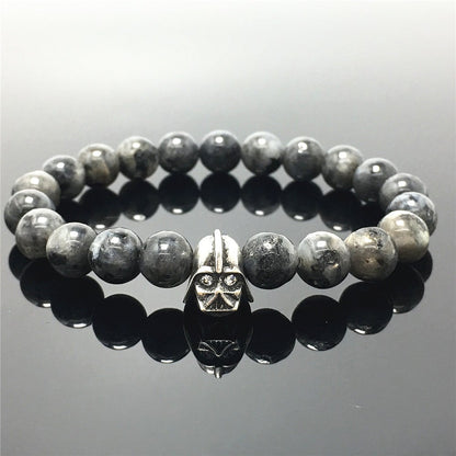 Labradorite Beads Gemstone with Imperial Darth Vader Charms Jewellery Elastic Handmade Bracelets