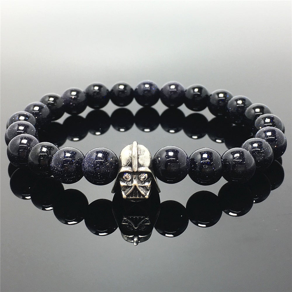Imperial Darth Vader Charms Blue Sandstone Beads Stone Jewellery Elastic Bracelets