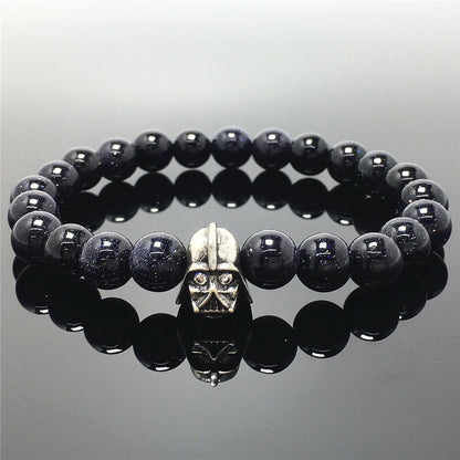 Imperial Darth Vader Charms Blue Sandstone Beads Stone Jewellery Elastic Bracelets