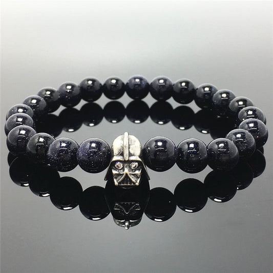 Imperial Darth Vader Charms Blue Sandstone Beads Stone Jewellery Elastic Bracelets
