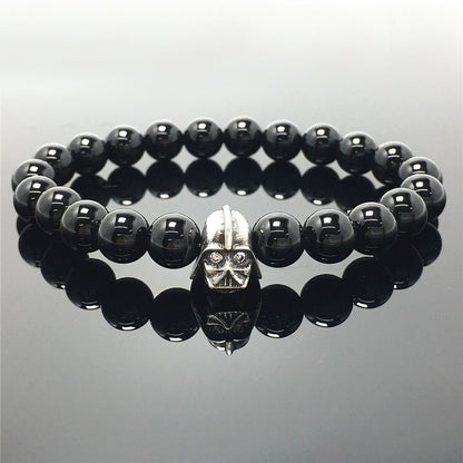 Imperial Darth Vader Charms Black Onyx Beads Stone Jewellery Elastic Bracelets