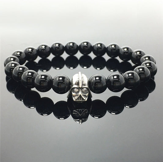 Imperial Darth Vader Charms Black Onyx Beads Stone Jewellery Elastic Bracelets