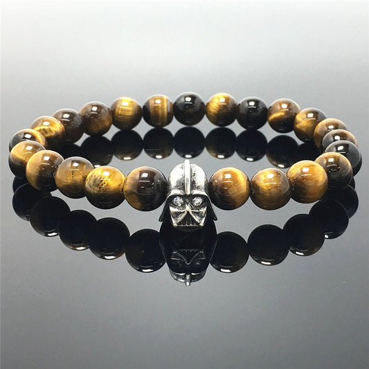 Imperial Darth Vader Charms Tiger Eye Beads Stone Jewellery Elastic Bracelets