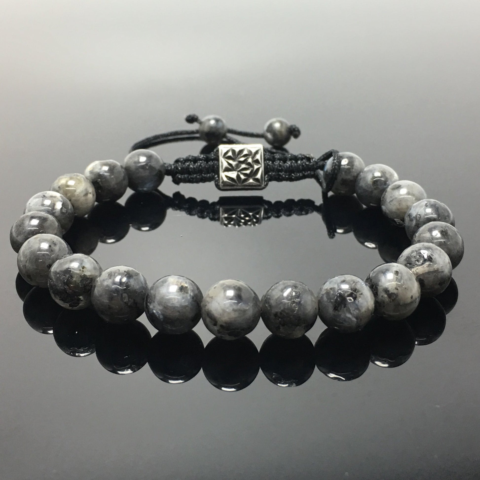 Labradorite Gemstone Beads Bracelet Handmade Round Beaded Bracelet