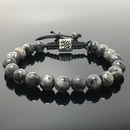 Labradorite Gemstone Beads Bracelet Handmade Round Beaded Bracelet