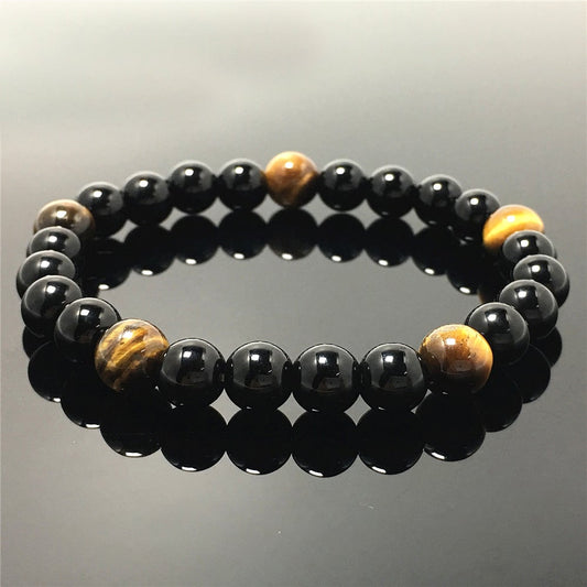 Tiger Eye Black Only Gemstone Stretch Meditation Healing Bracelets