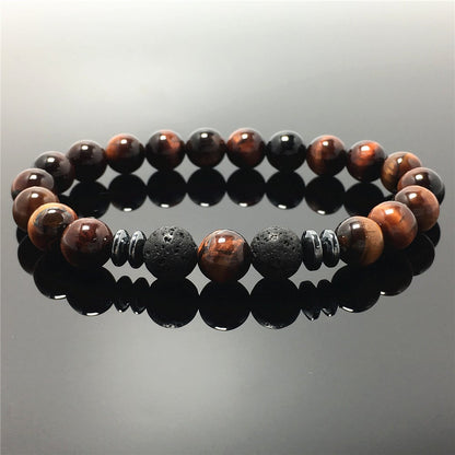 Handmade Red Tigers Eye Stone Beaded Bracelet Gemstone Elastic Bracelets