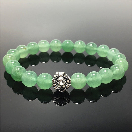 Green Adventurine Beaded Adjustable Gemstone Bracelet Lion Style