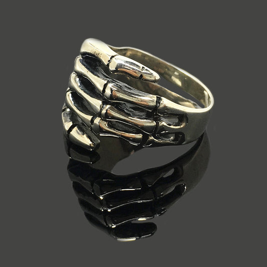 Retro 925 Sterling Silver Paw Hand Bone Ring