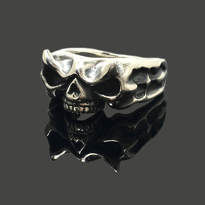 Retro Handmade Silver Vintage Flat Skull Ring