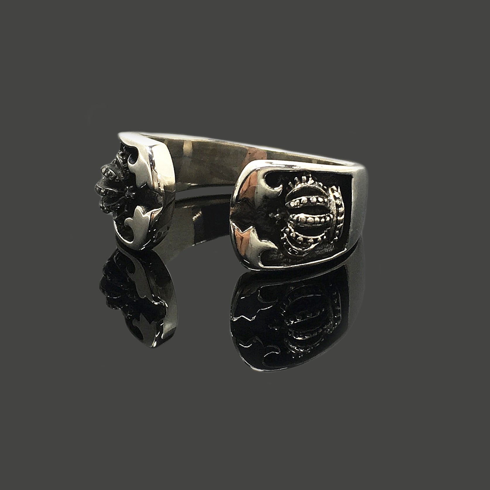 Retro 925 Silver Crown Open Ring