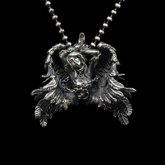 Retro Sterling Silver Wing Pendant