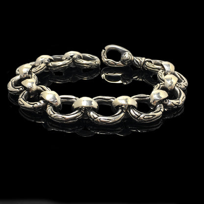 Vintage Sterling Silver Round Chain Link Bracelet