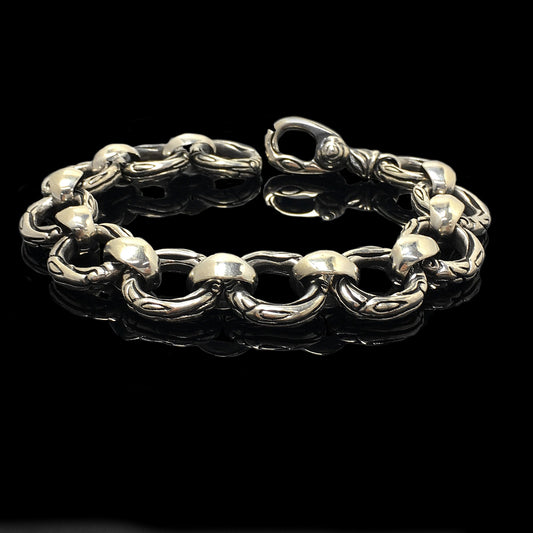 Vintage Sterling Silver Round Chain Link Bracelet