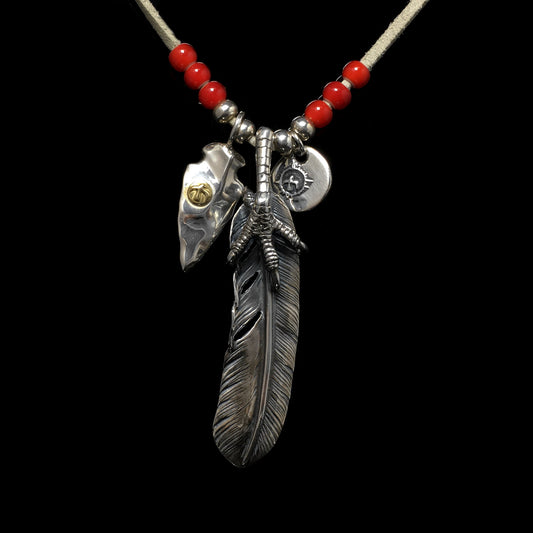 Retro Takahashi Goro Eagle Claw Feather Necklace Set