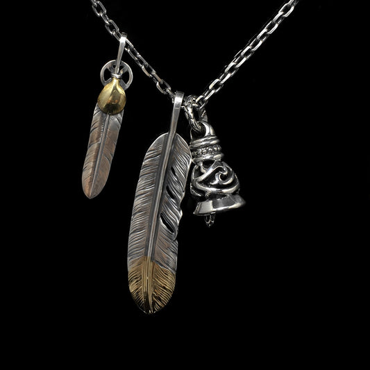 Retro 925 Sterling Silver Goro Feather Necklace Set