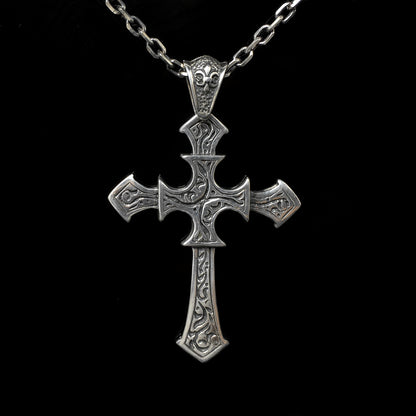 Antique Pattern Cross 925 Silver Pendant