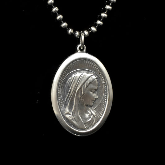 Retro 925 Silver Virgin Mary Couple Pendant