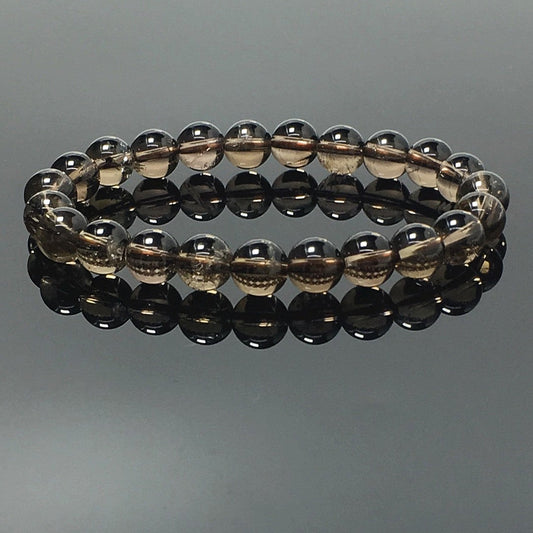 Smoky Quartz Gemstone Crystal Healing Stretch Beads Bracelet