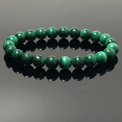 Malachite Gemstone Crystal Healing Stretch Beads Bracelet