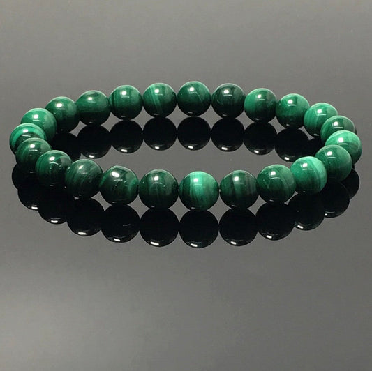 Malachite Gemstone Crystal Healing Stretch Beads Bracelet