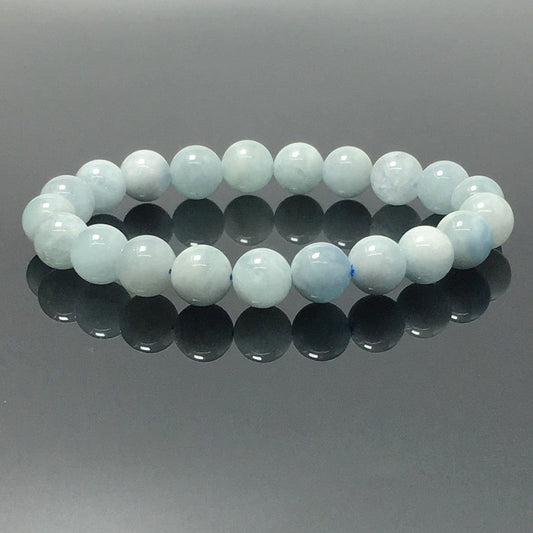 Aquamarine Gemstone Crystal Healing Stretch Beads Bracelet