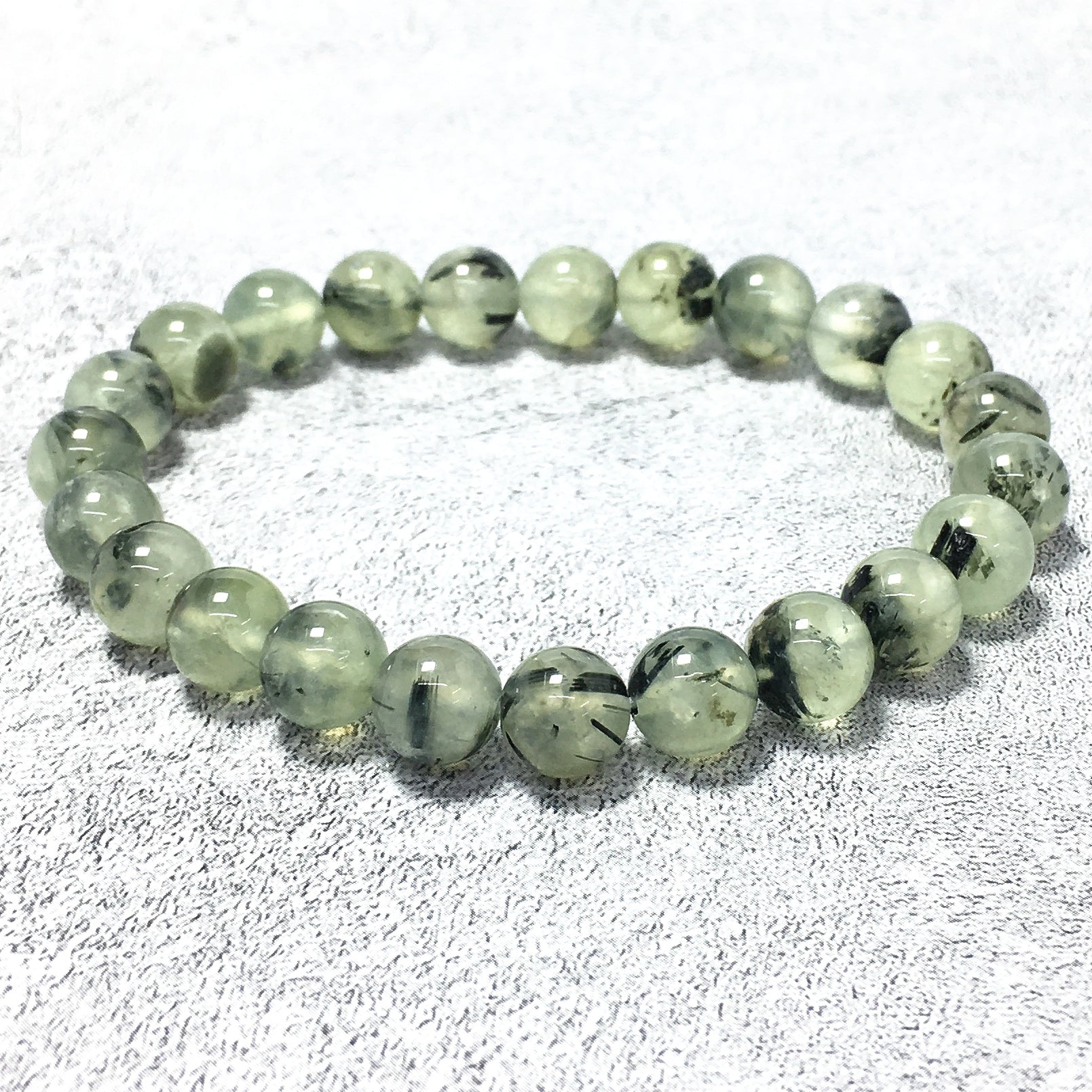 Prehnite Natural Gemstone Crystal Healing Stretch Beads Bracelet