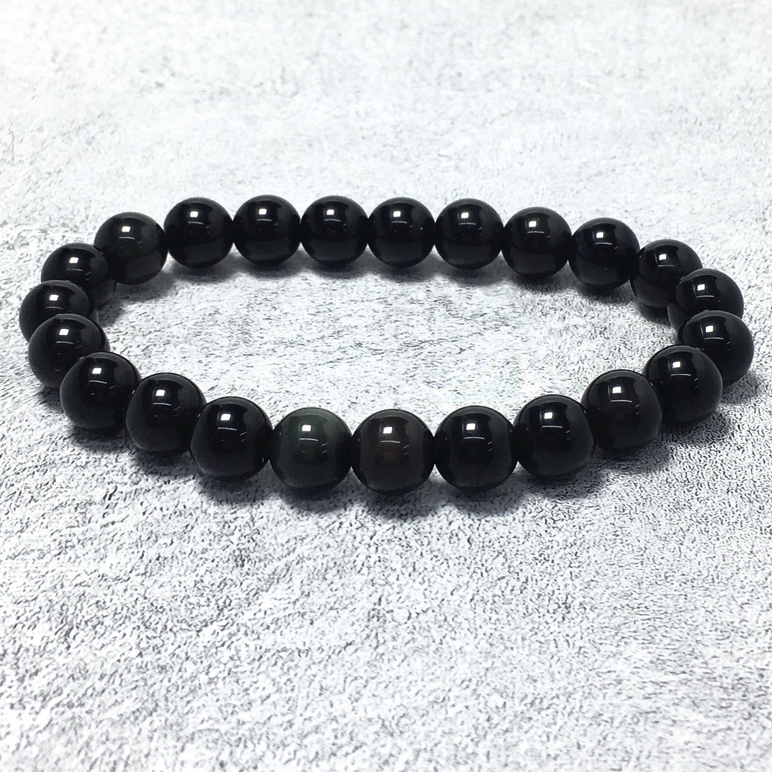 Rianbow Obsidian Gemstone Crystal Healing Stretch Beads Bracelet