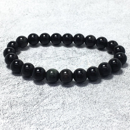 Rianbow Obsidian Gemstone Crystal Healing Stretch Beads Bracelet