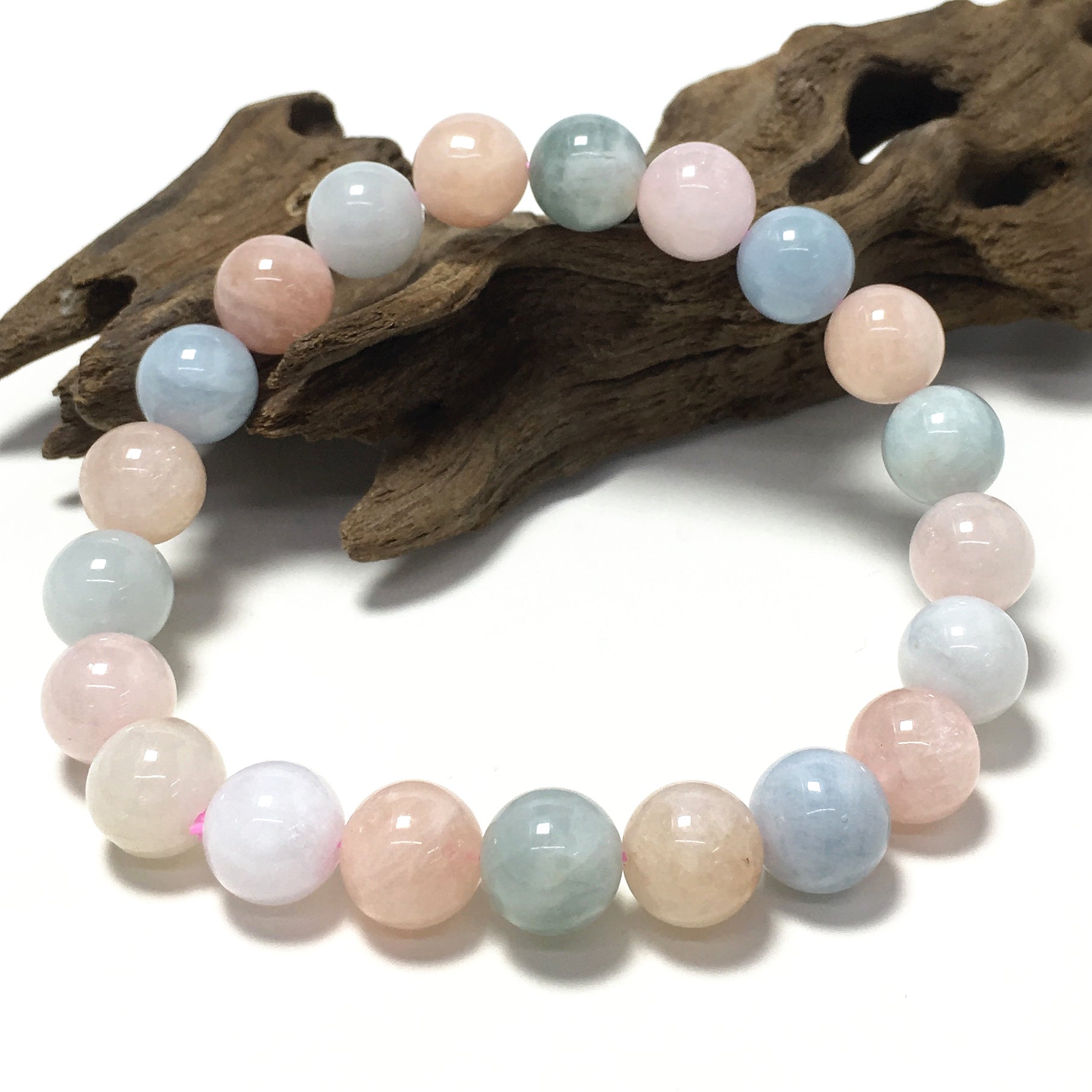 Morganite Gemstone Crystal Healing Stretch Beads Bracelet