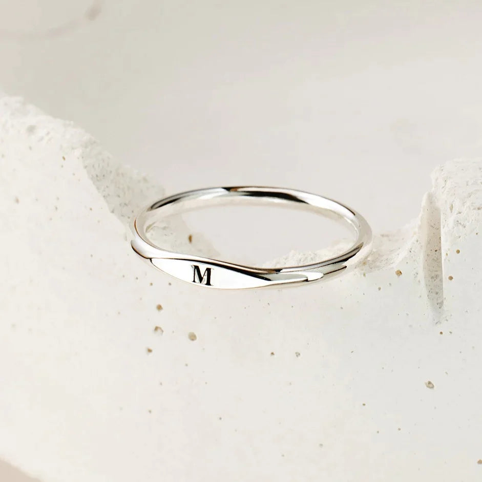 Silver Initial Signet Ring（Buy 3 Get 15% OFF）