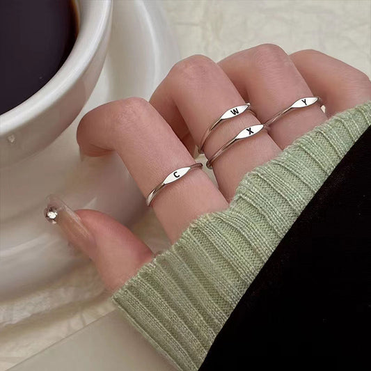 Silver Initial Signet Ring（Buy 3 Get 15% OFF）