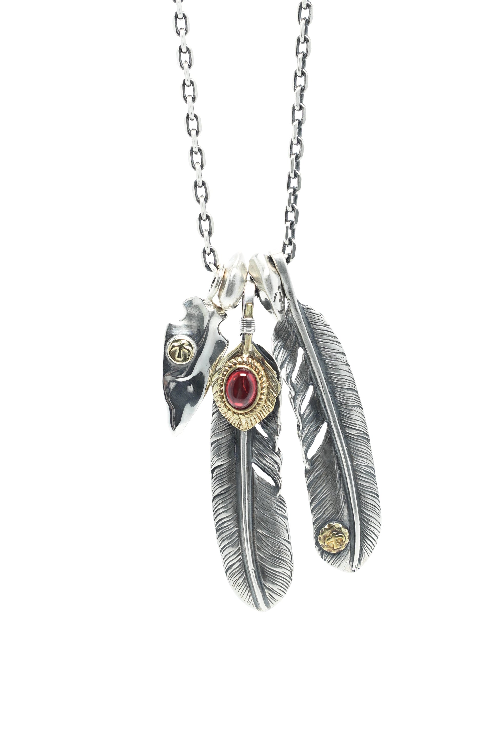 Japan Takahashi Goro Feather Necklace Set Retro 925 Sterling Silver