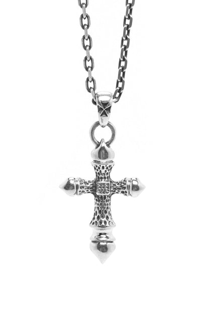 Antique Fire Pattern Cross 925 Silver Pendant