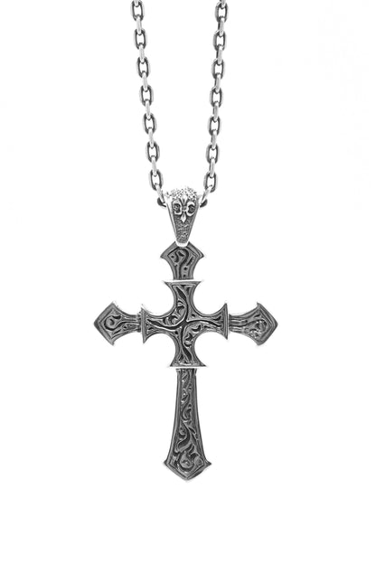 Antique Pattern Cross 925 Silver Pendant