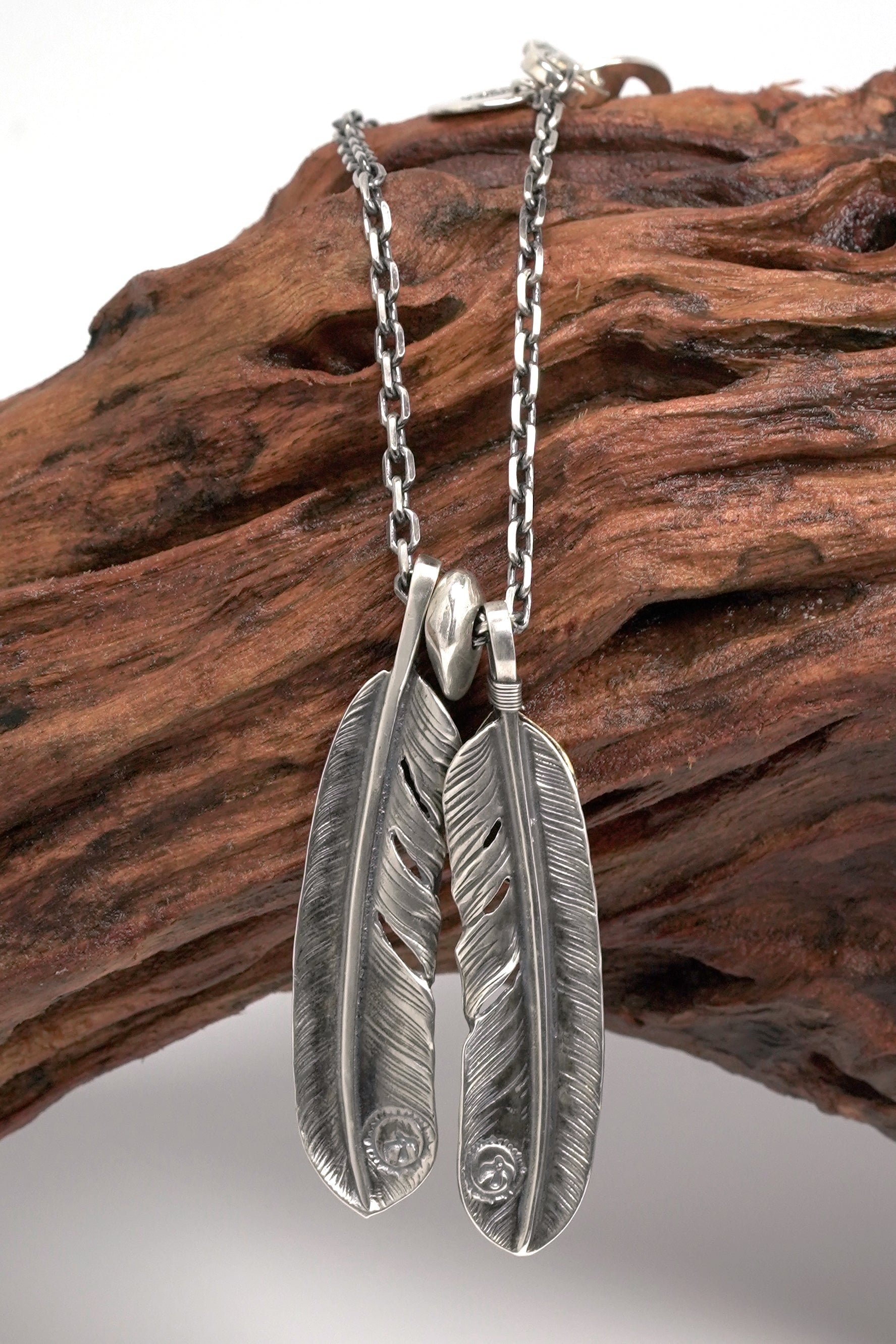 Japan Takahashi Goro Retro 925 Sterling Silver Feather Necklace Set