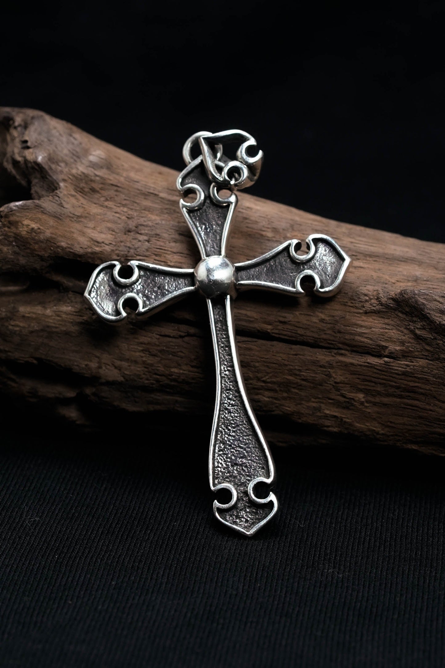 Large Antique Simple Cross 925 Silver Pendant