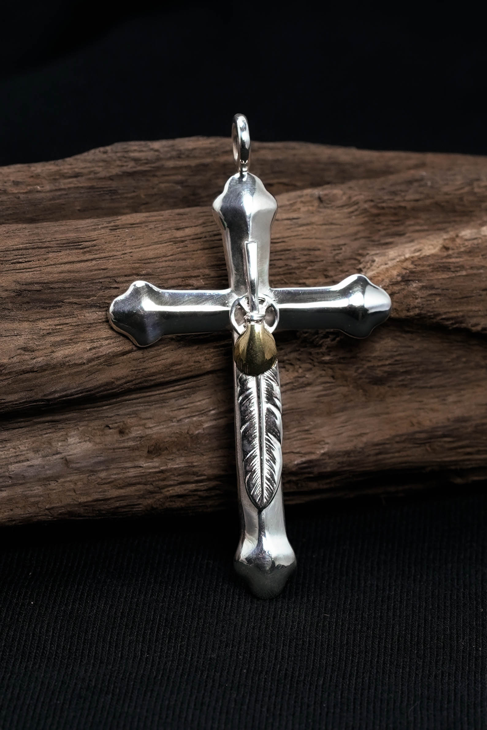 Japan Takahashi Goro Feather Cross 925 Silver Pendant