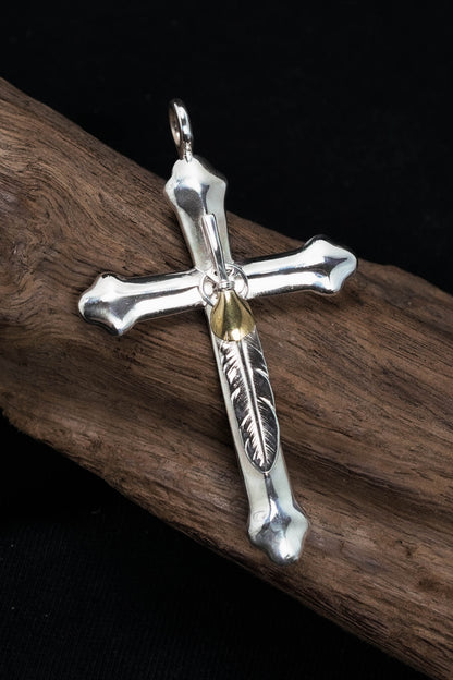 Japan Takahashi Goro Feather Cross 925 Silver Pendant