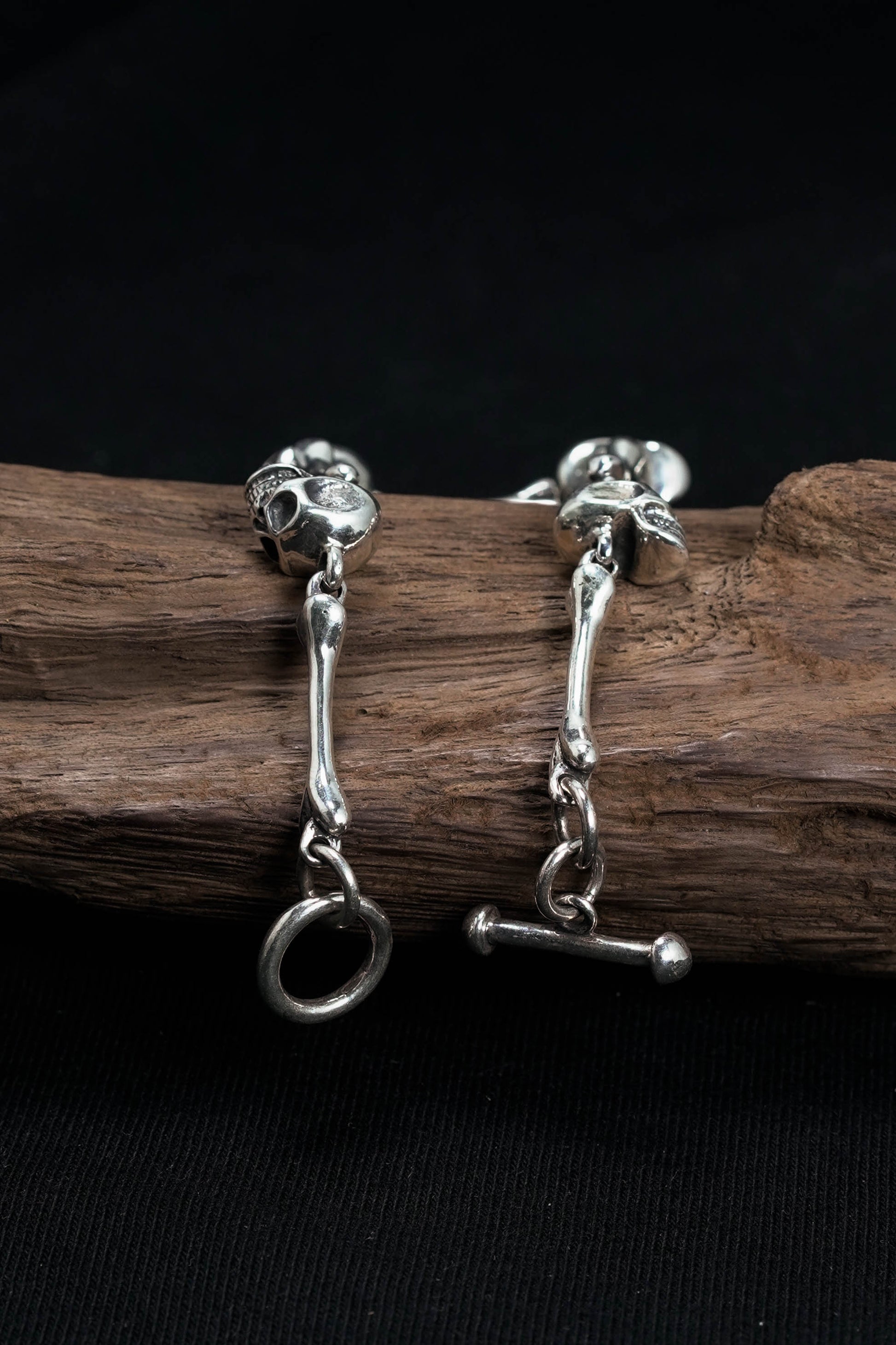 Retro 925 Sterling Silver Skeleton Head Bracelet