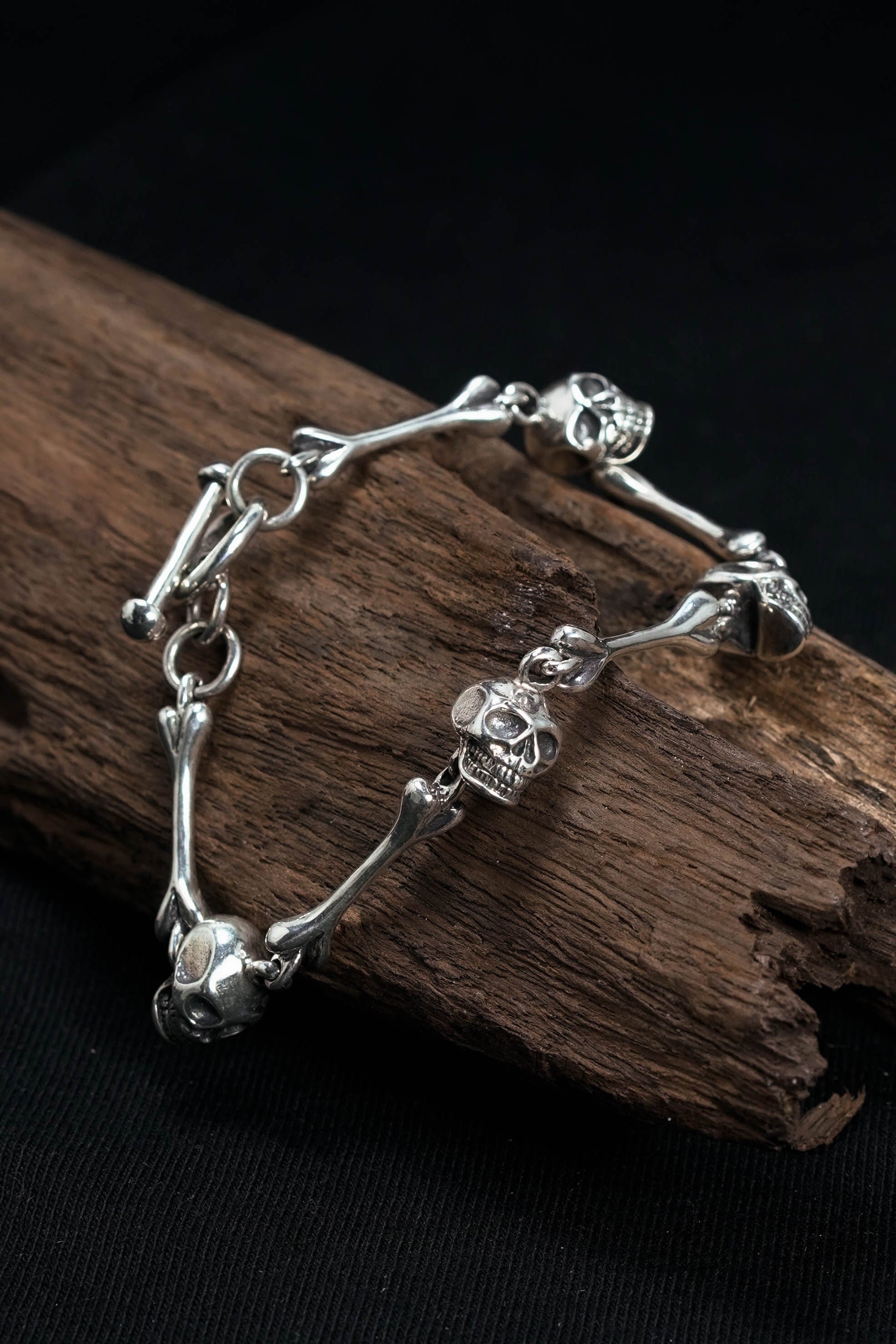 Retro 925 Sterling Silver Skeleton Head Bracelet