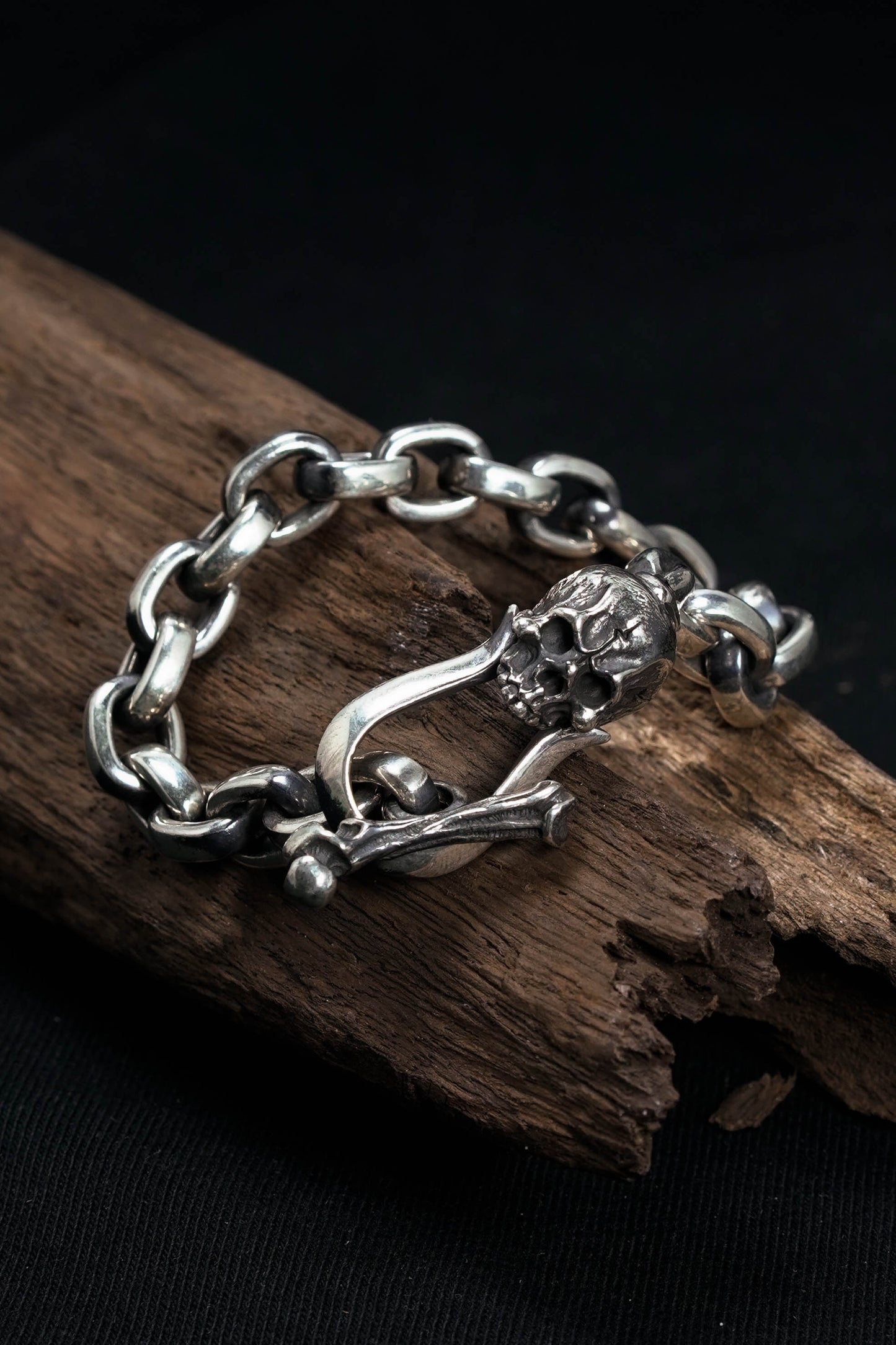 Retro S925 Sterling Silver Skull Bracelet